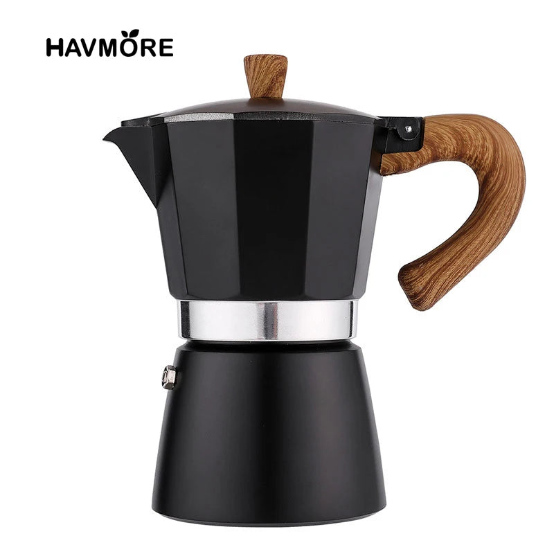 Classic Italian Moka Pot – Vintage Wooden Handle Espresso Maker