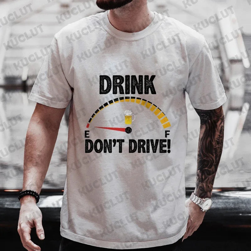 Men's Brand T-Shirts Summer Men's T Shirt Clothing Oversized Men Street Tshirt Coffee Fuel Gauge Indicator Print Graphic T Shirt