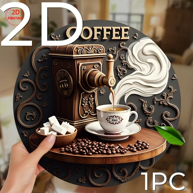 Rustic Wooden Coffee Sign – Round Hanging Décor, 8
