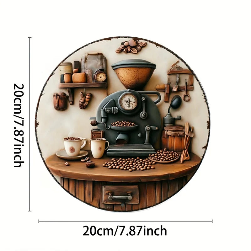 Rustic Wooden Coffee Sign – Round Hanging Décor, 8