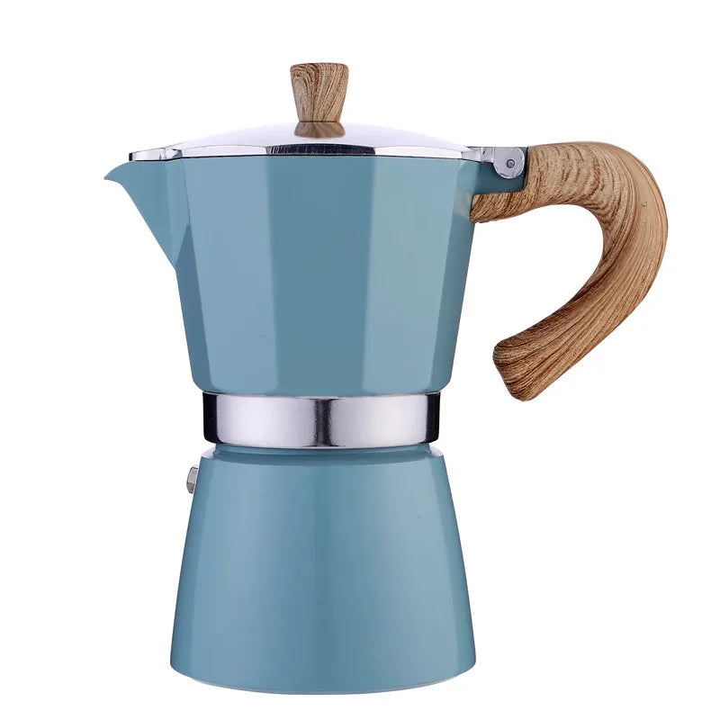 Classic Italian Moka Pot – Vintage Wooden Handle Espresso Maker