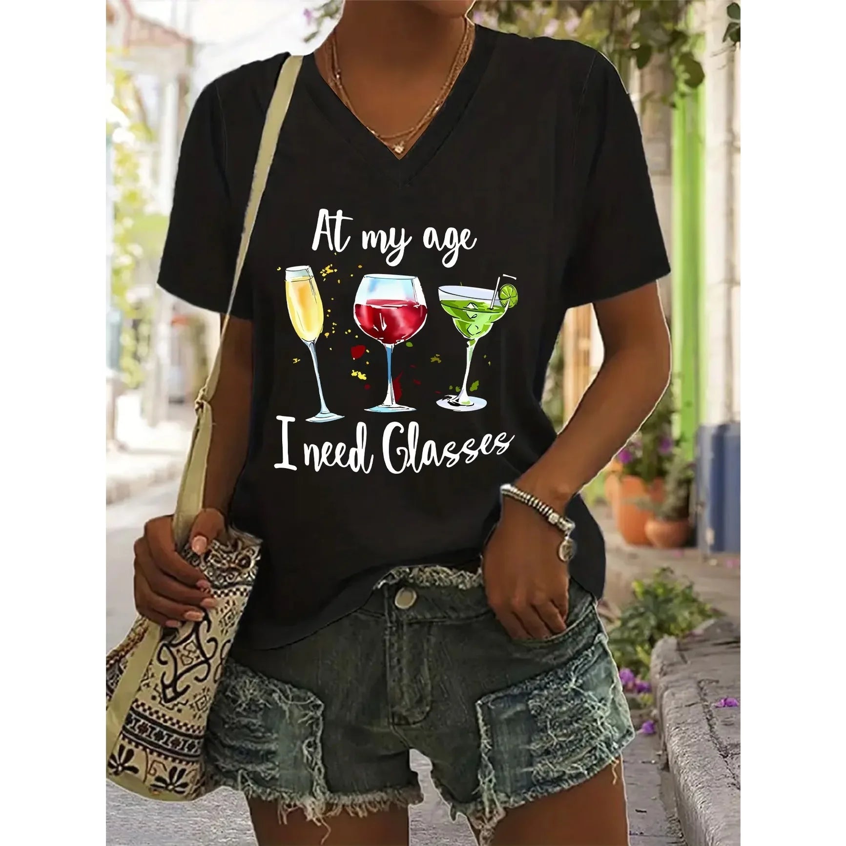 "But First, Coffee" V-Neck Tee – Women's Casual Vintage Style