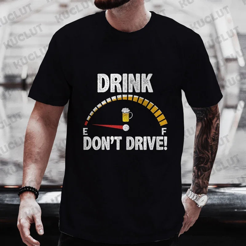 Men's Brand T-Shirts Summer Men's T Shirt Clothing Oversized Men Street Tshirt Coffee Fuel Gauge Indicator Print Graphic T Shirt