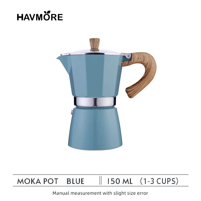 Classic Italian Moka Pot – Vintage Wooden Handle Espresso Maker