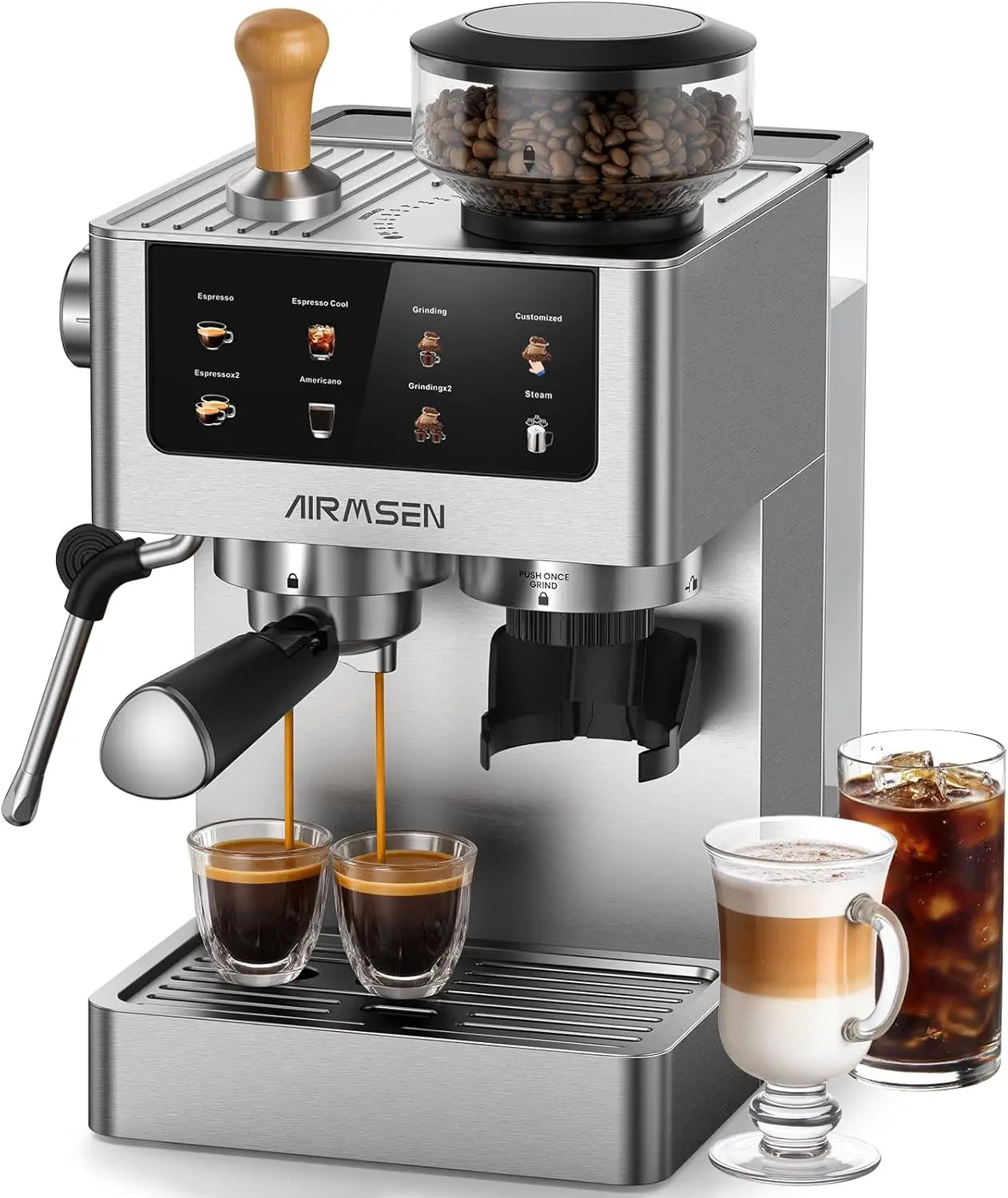 20-Bar Espresso Machine with Built-In Grinder & Milk Frother