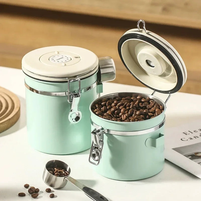 Airtight Coffee Bean Storage Jar – Stainless Steel, 1.5L