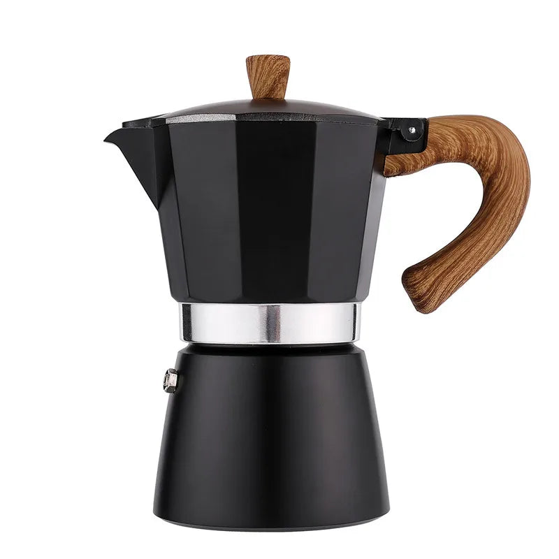 Classic Italian Moka Pot – Vintage Wooden Handle Espresso Maker