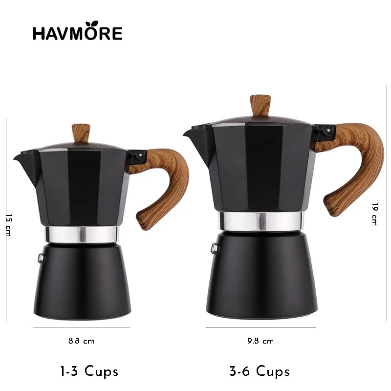 Classic Italian Moka Pot – Vintage Wooden Handle Espresso Maker