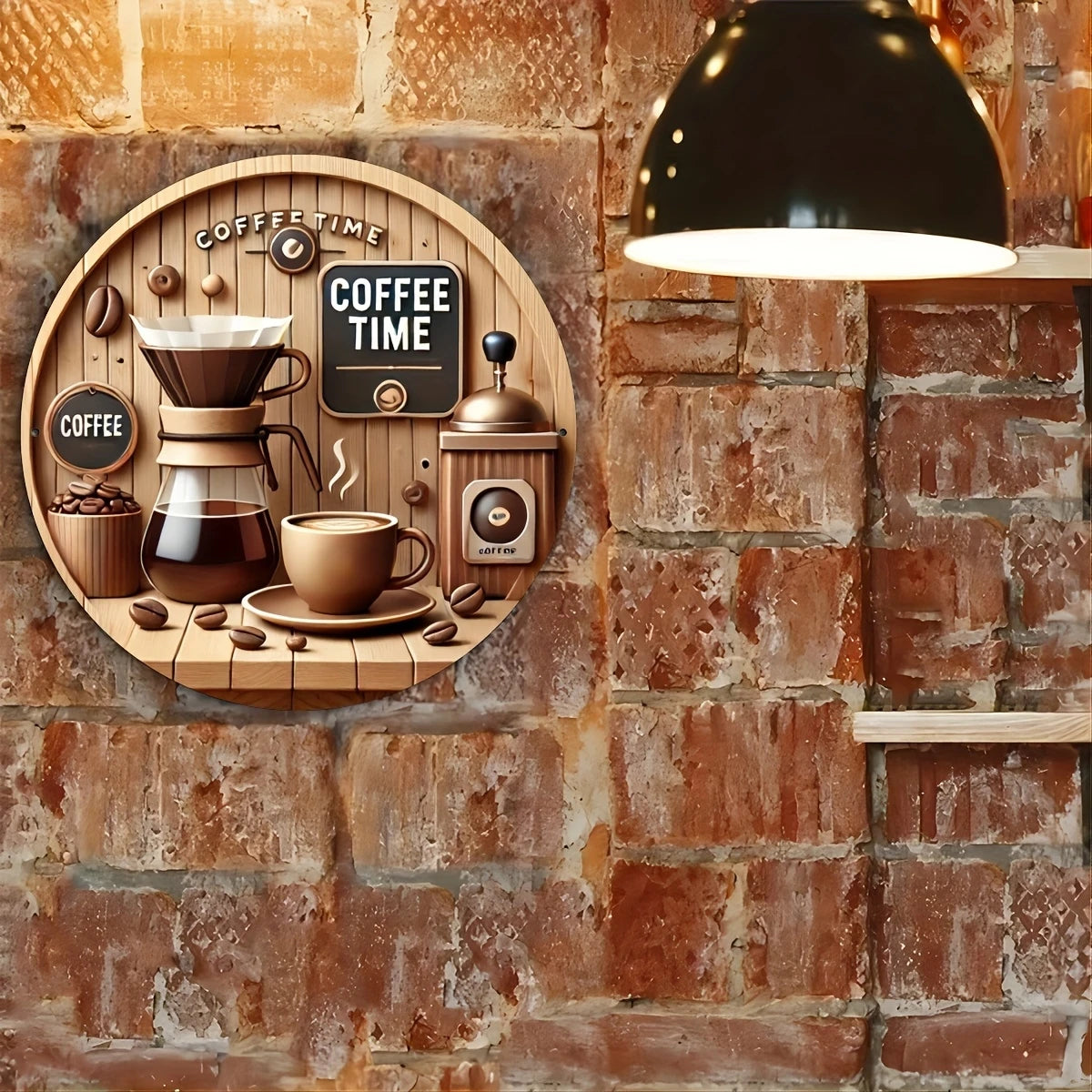 Rustic Wooden Coffee Sign – Round Hanging Décor, 8