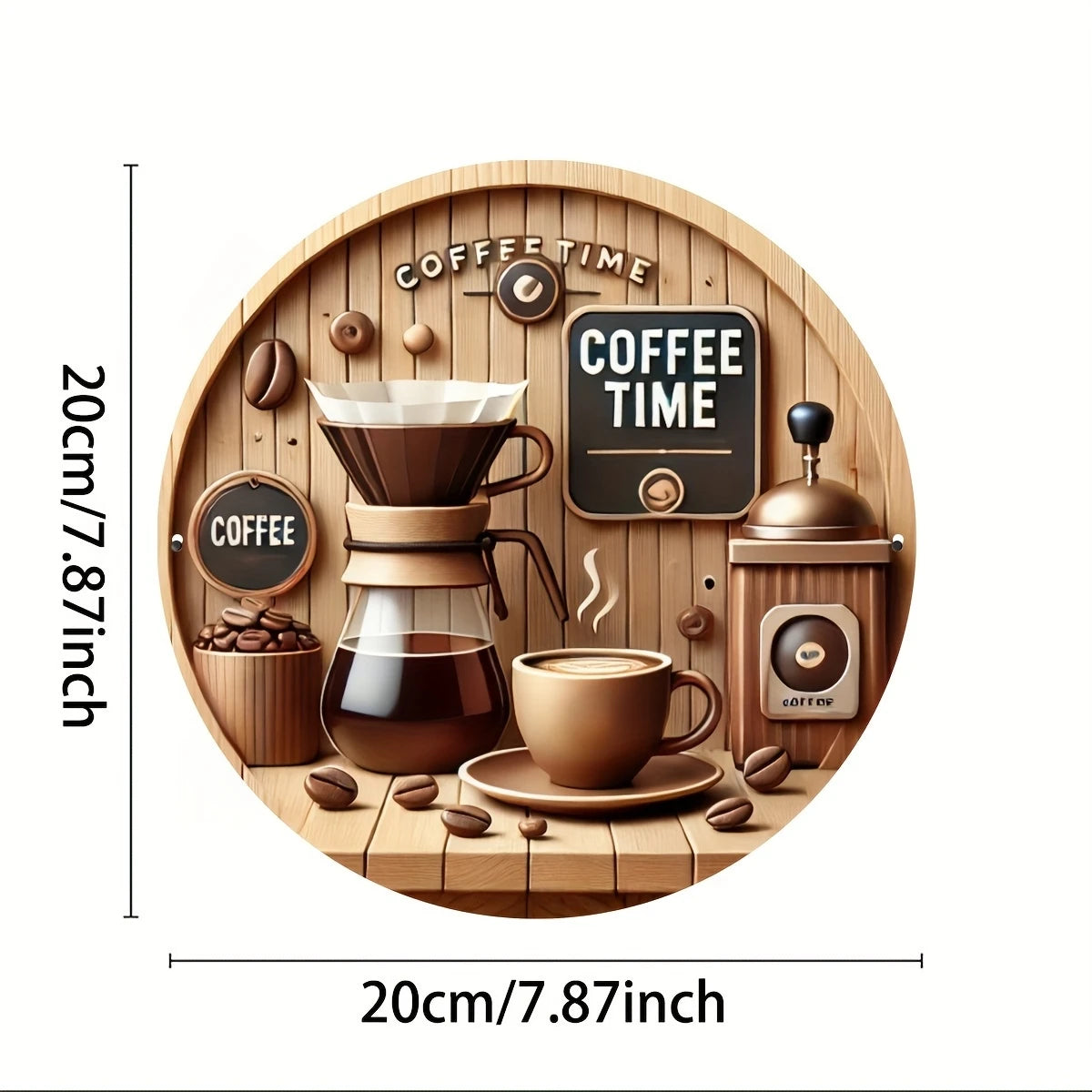 Rustic Wooden Coffee Sign – Round Hanging Décor, 8