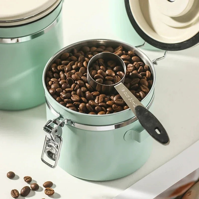 Airtight Coffee Bean Storage Jar – Stainless Steel, 1.5L