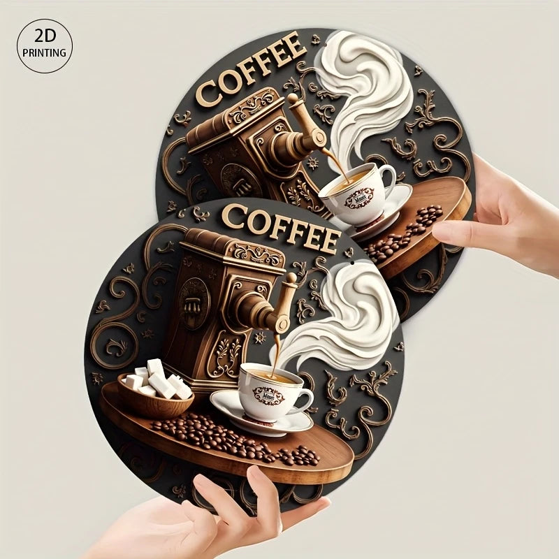 Rustic Wooden Coffee Sign – Round Hanging Décor, 8