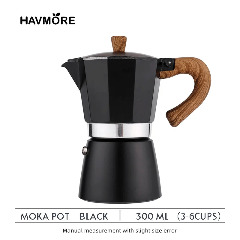 Classic Italian Moka Pot – Vintage Wooden Handle Espresso Maker
