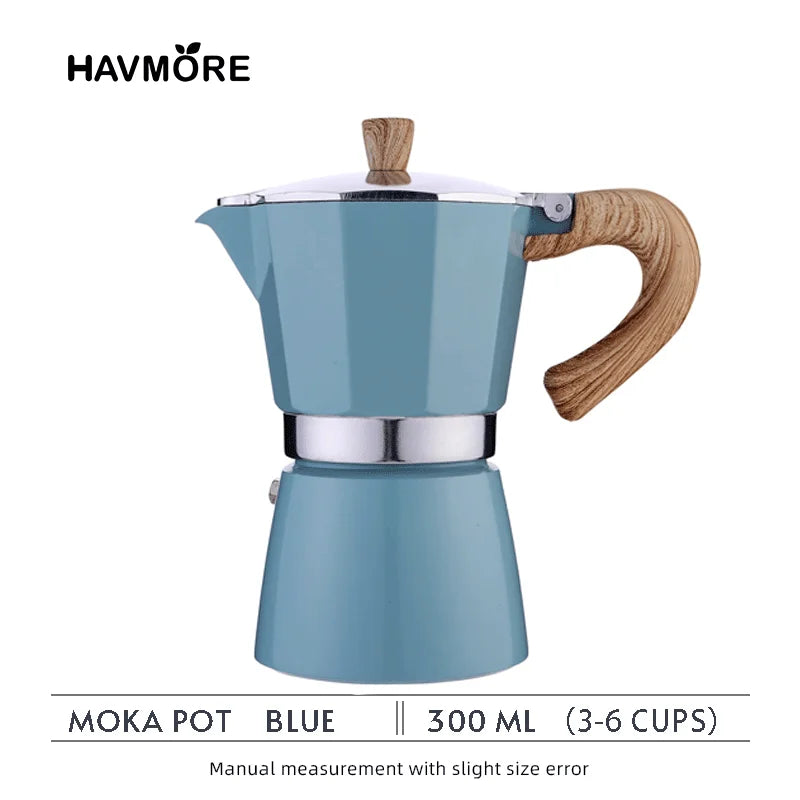 Classic Italian Moka Pot – Vintage Wooden Handle Espresso Maker