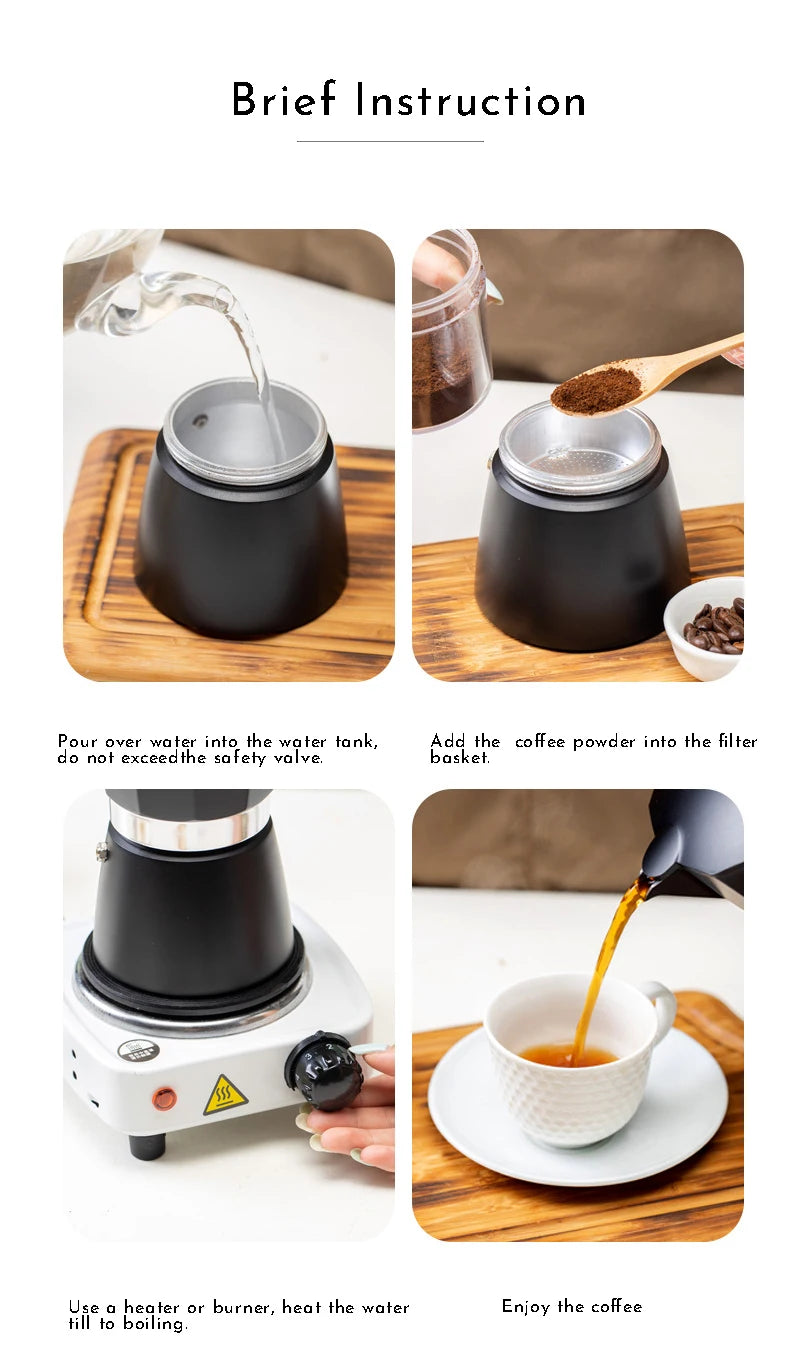 Classic Italian Moka Pot – Vintage Wooden Handle Espresso Maker